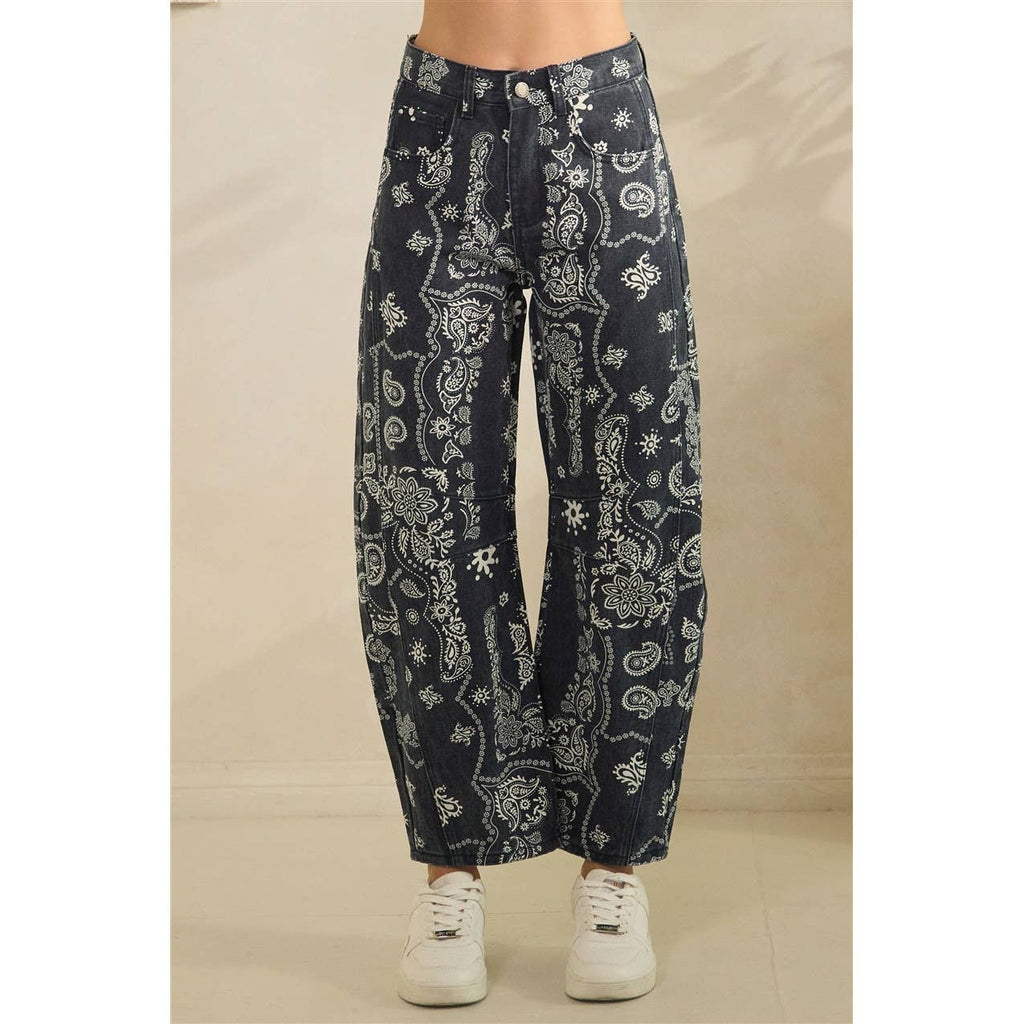 Paisley Printed Denim Pants