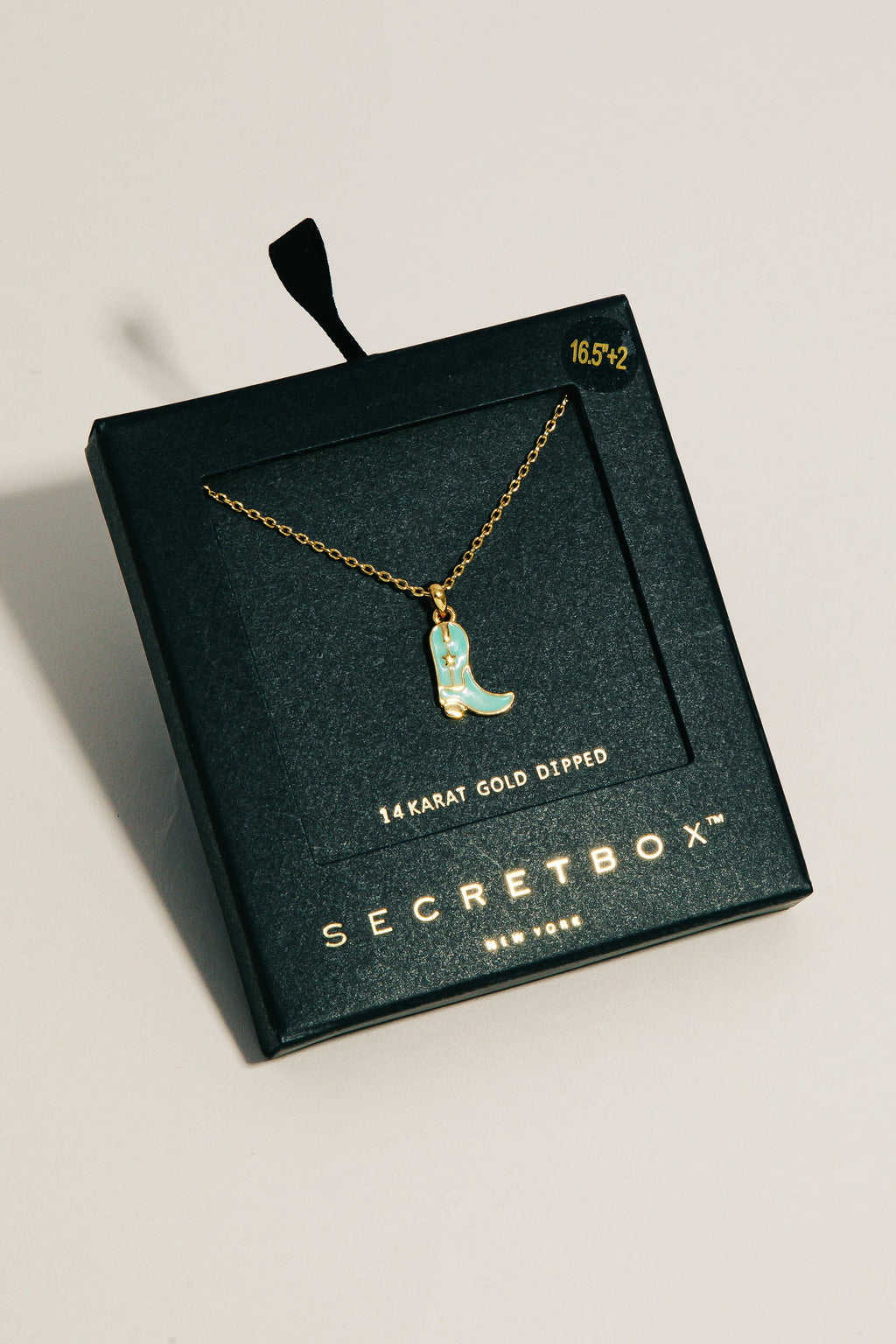 Secret Box Western Cowboy Boot Charm Necklace