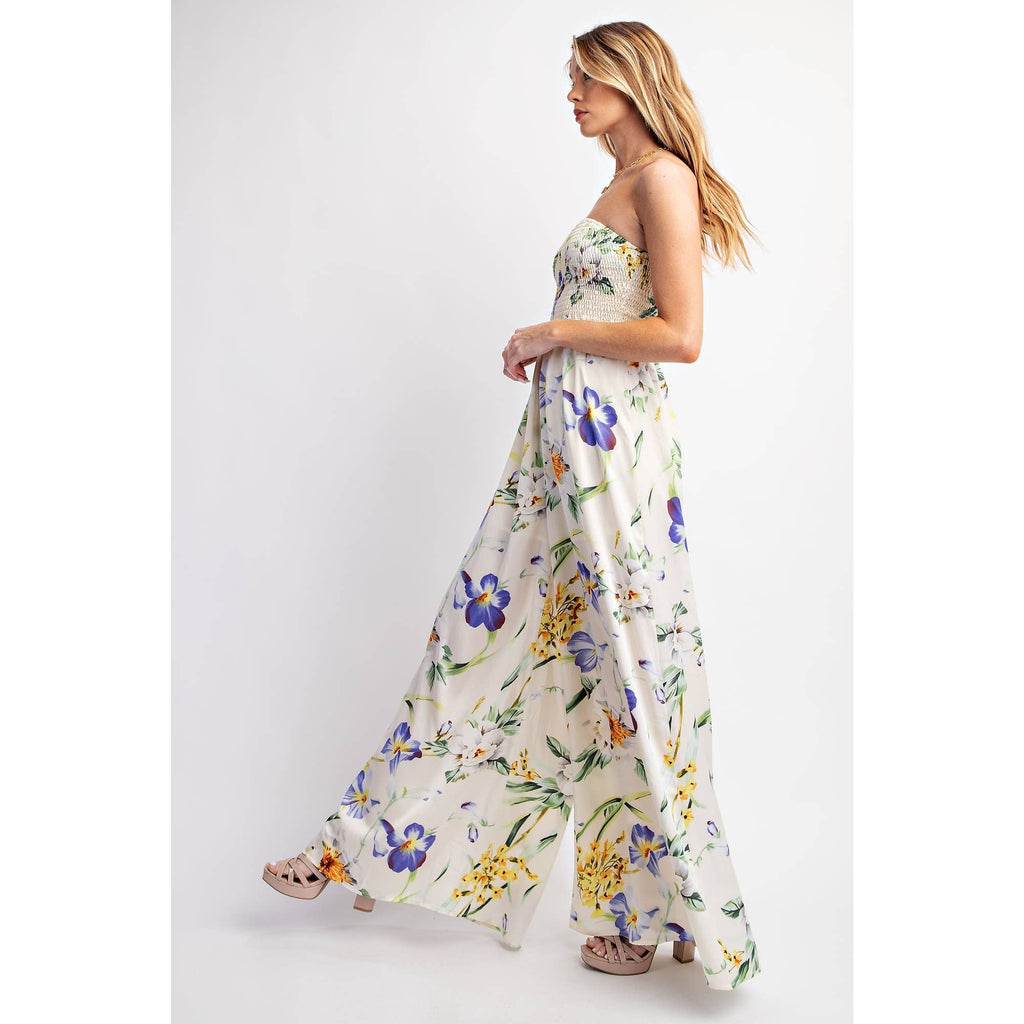 RELAXED SATIN PRINT WIDE LEG JUMPSUIT