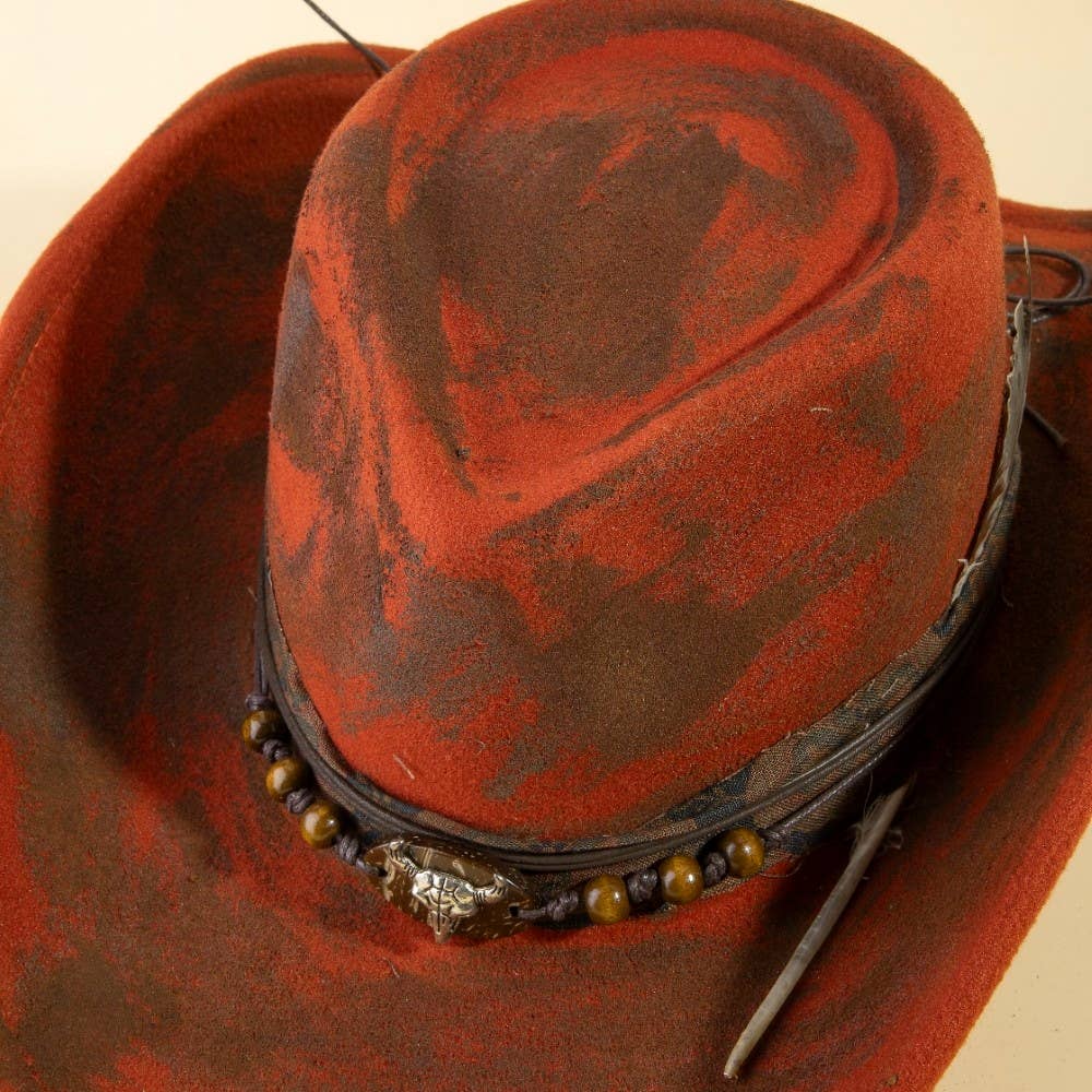 Rustic Red Western Longhorn Cowboy Hat