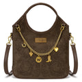 Wrangler Charm Chain Hobo Tote Bag - Coffee