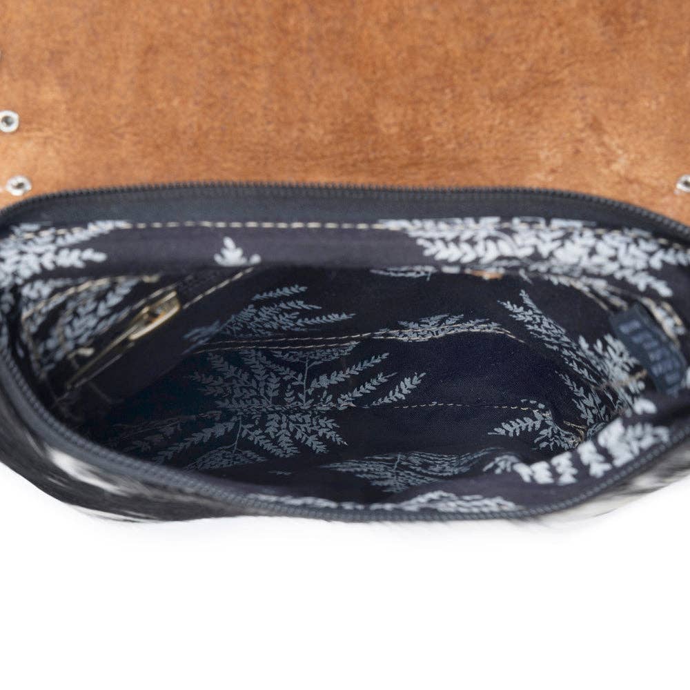 Myra Stonebrook Canvas & Hairon Bag in Spotted Ivory