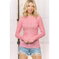 POLKA DOT MESH PRINT SLIM FIT LONG SLEEVES TOP