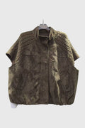 Knit Shoulder Suede Mock Neck Vest