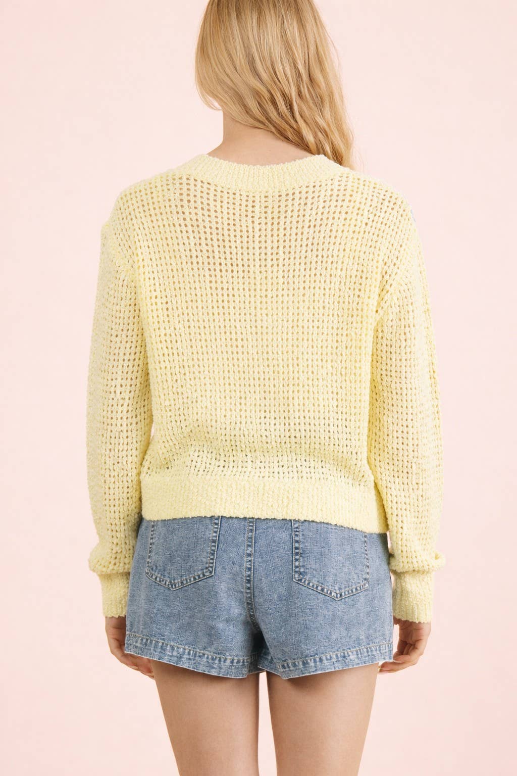 Flower Detail Button Down Knit Sweater Cardigan