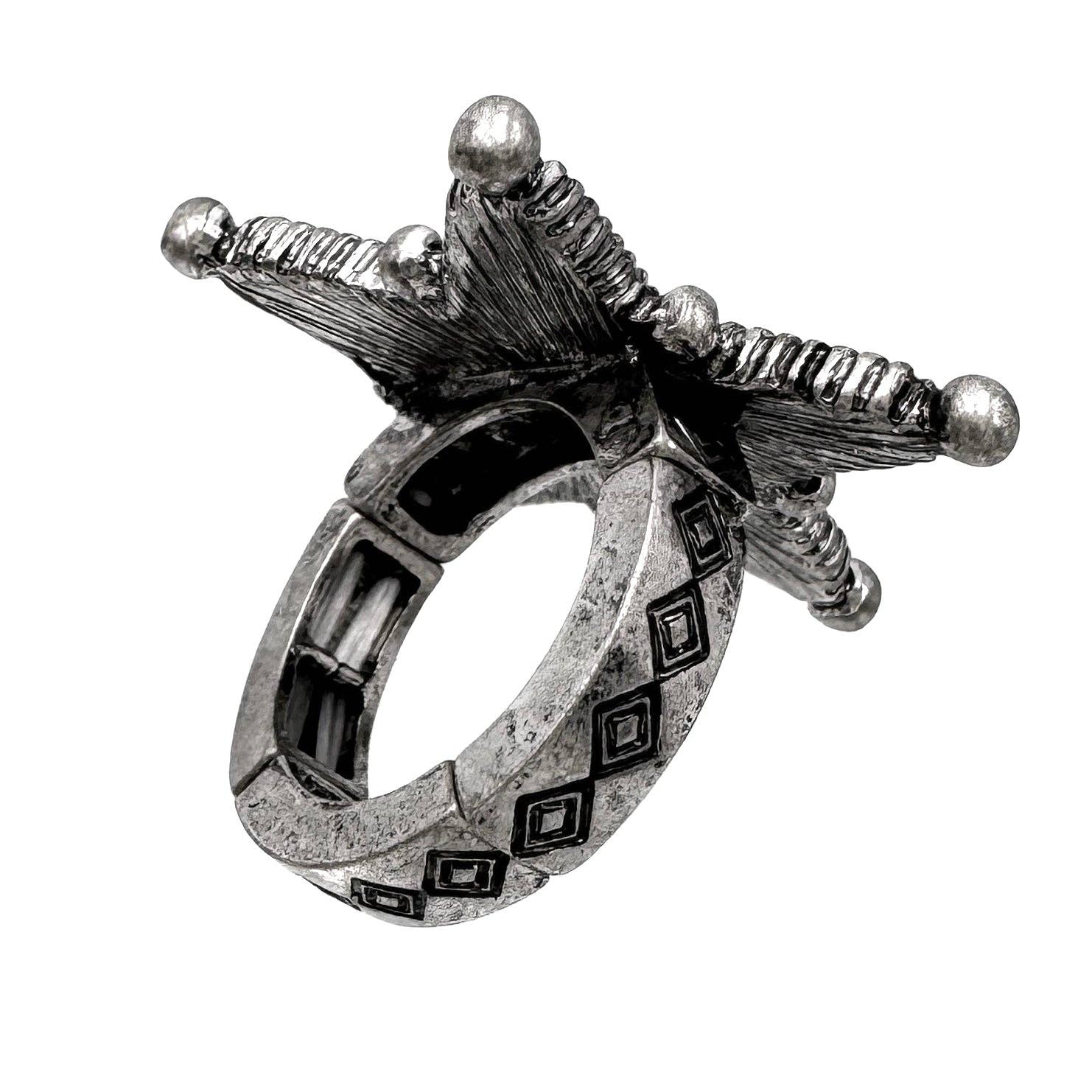 Large Star Turquoise Stone Western Stretch Ring