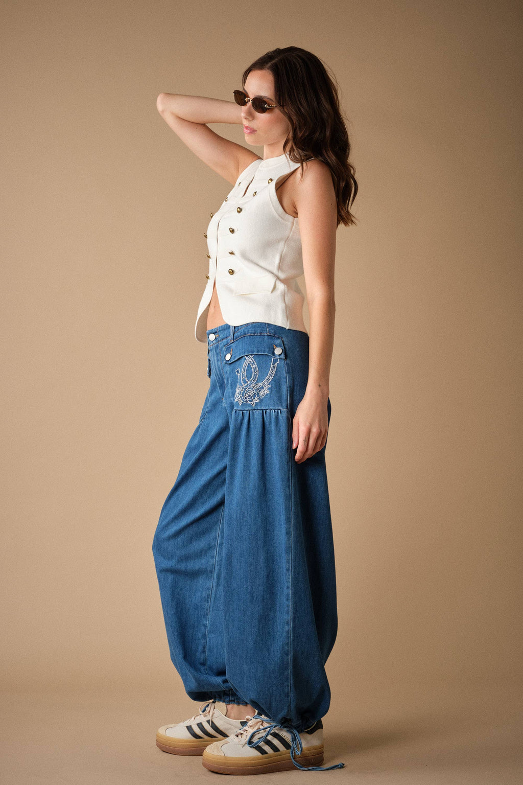 Horseshoe Embroidered Harem Pants