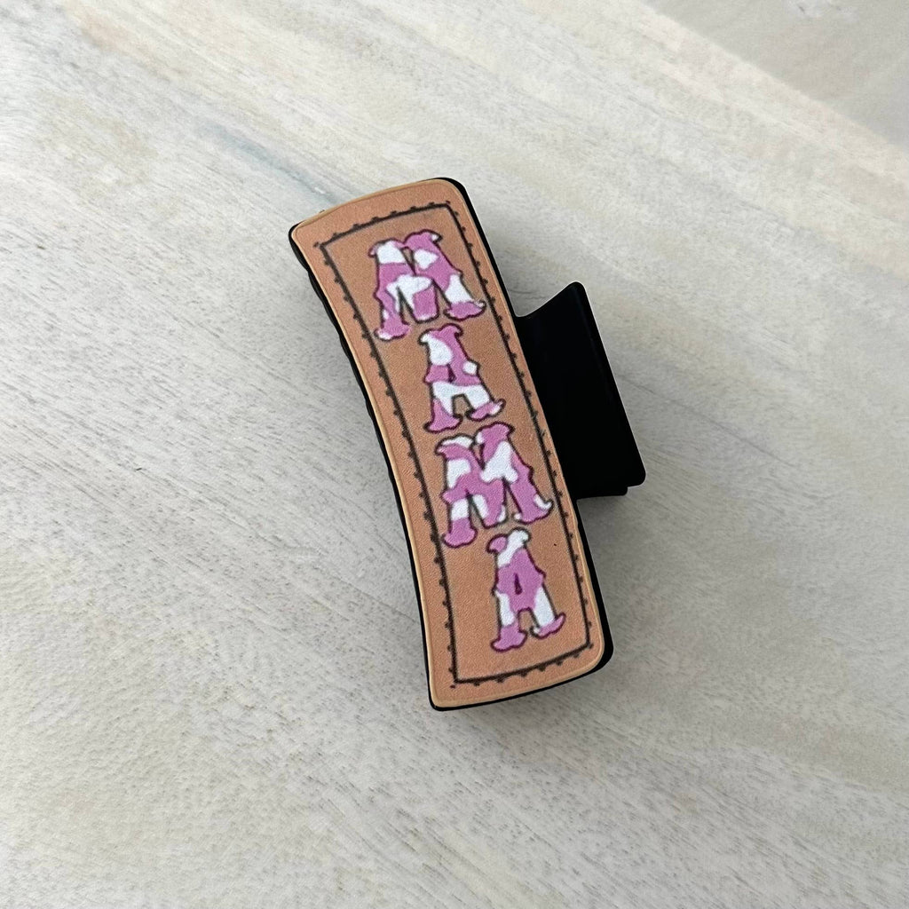 Western Hair Clip Leather Claw "Mama"