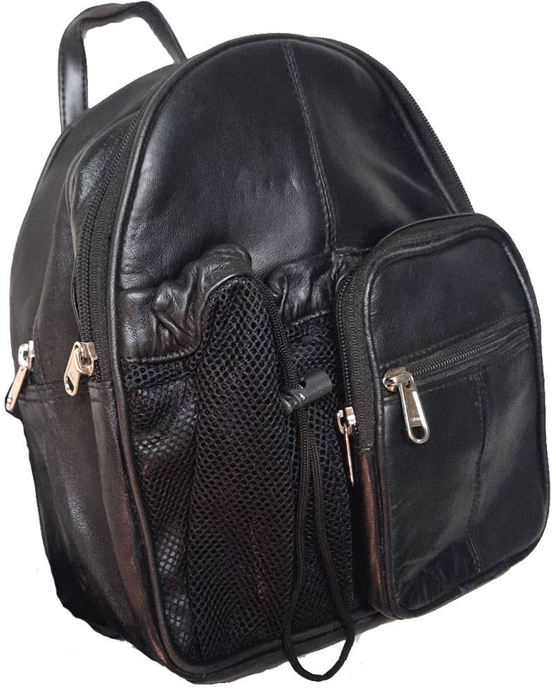 Genuine Leather Backpack Body Sling Bag Water Bottle #2004