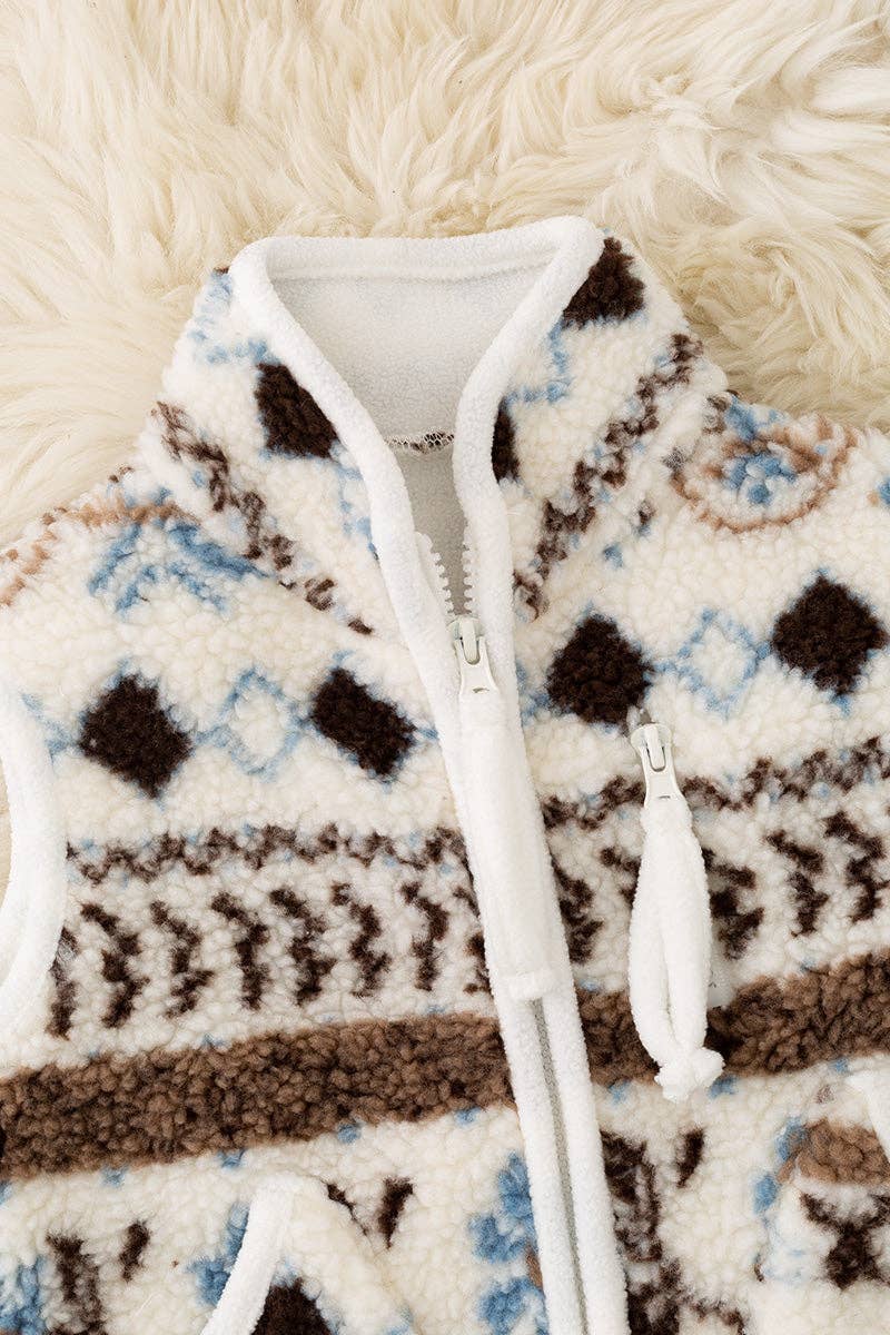 White multi-printed vest.