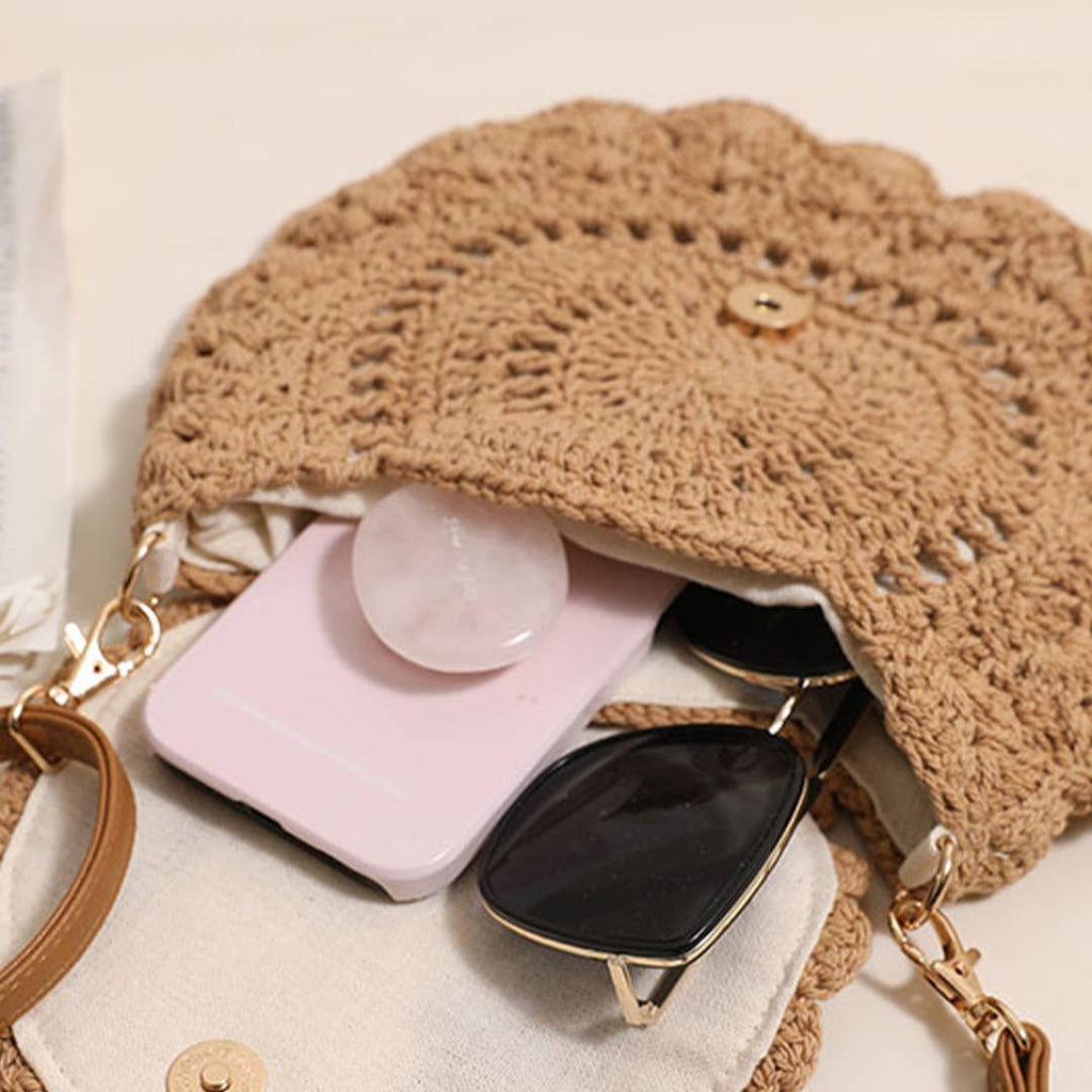 Crochet Crossbody Hollow Out Woven Shoulder Bag