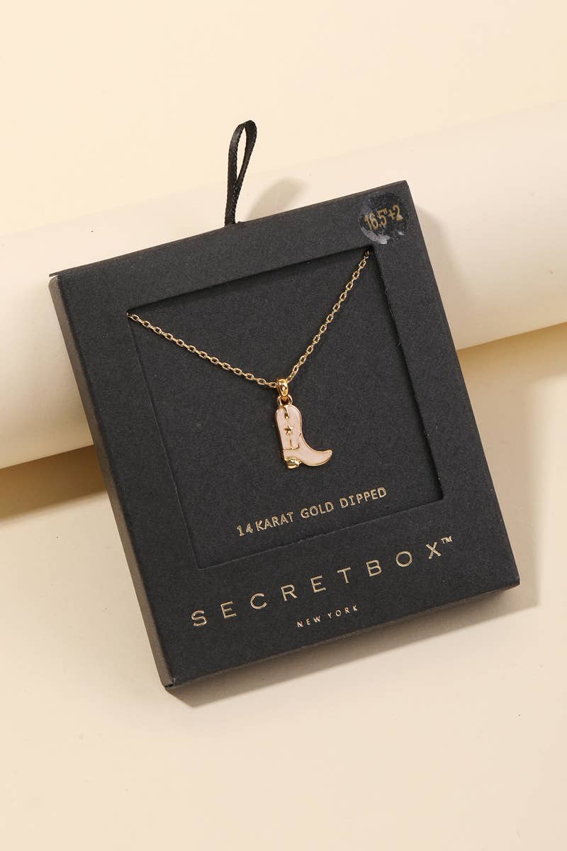 Secret Box Western Cowboy Boot Charm Necklace