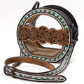 Clear Canteen Western Bag with Hand-Tooled Leather & Turquoise Inlay | American Darling