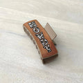 Western Hair Clip Leather Claw Cow Print "Howdy"