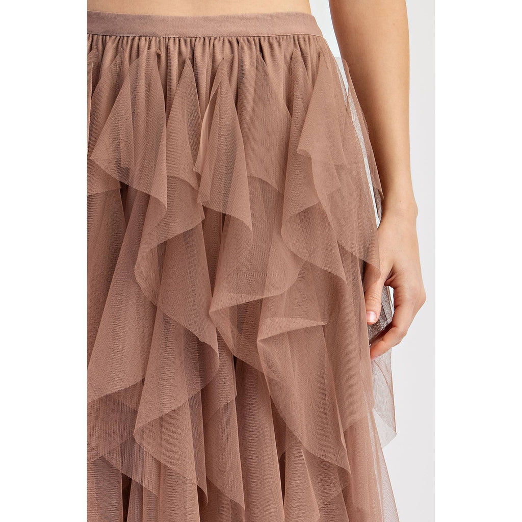 Cascading Tulle Mesh Layered Maxi Skirt - Retro Style