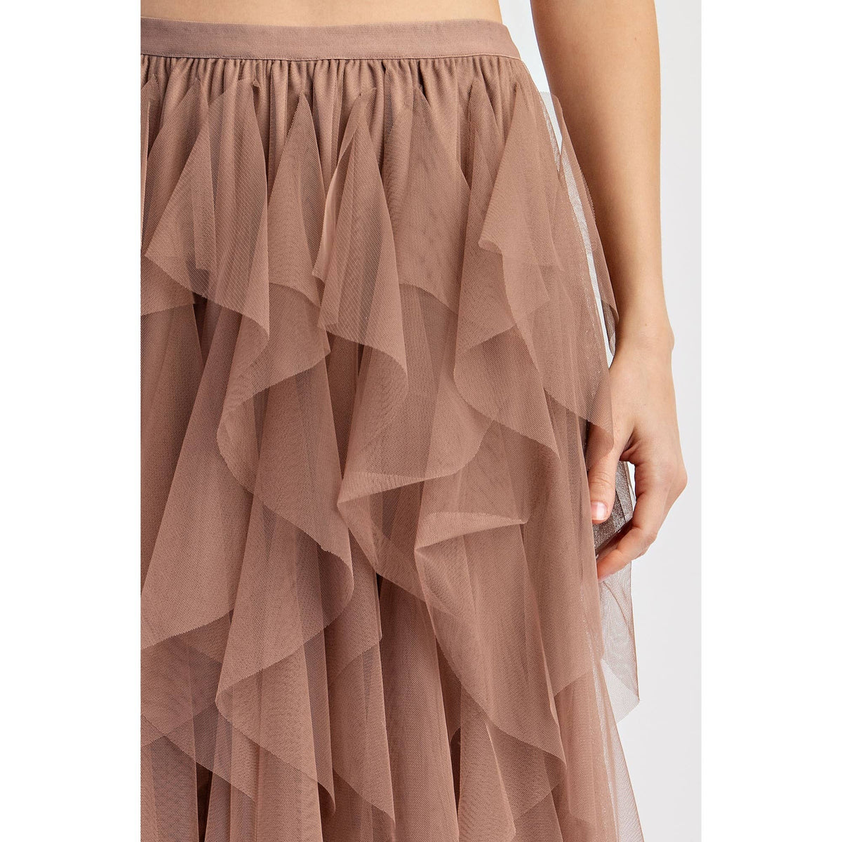 Cascading Tulle Mesh Layered Maxi Skirt - Retro Style