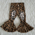 Leopard bleached double ruffle denim jeans