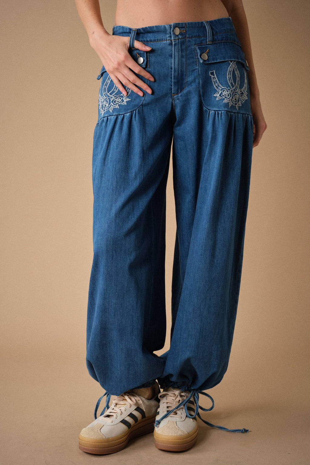 Horseshoe Embroidered Harem Pants