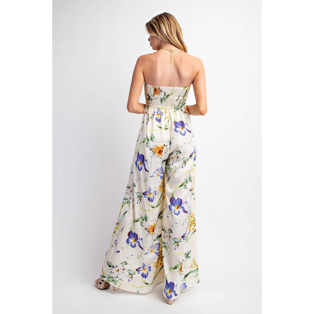 RELAXED SATIN PRINT WIDE LEG JUMPSUIT