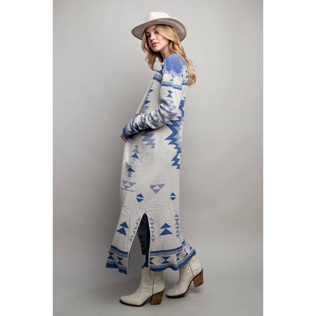 AZTEC PATTERN LONG CARDIGAN