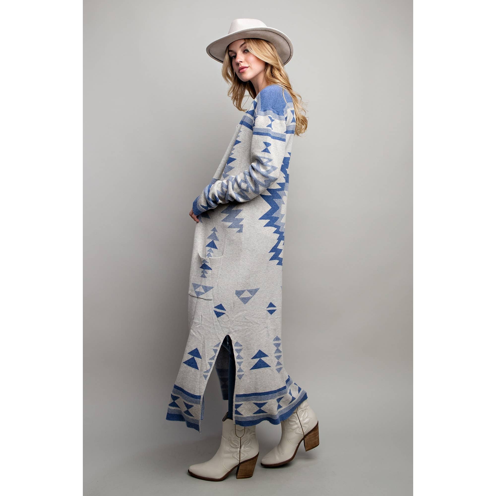 AZTEC PATTERN LONG CARDIGAN