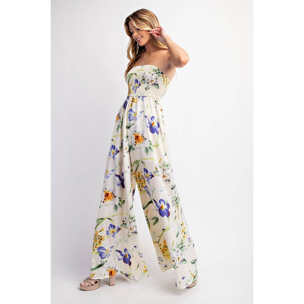 RELAXED SATIN PRINT WIDE LEG JUMPSUIT