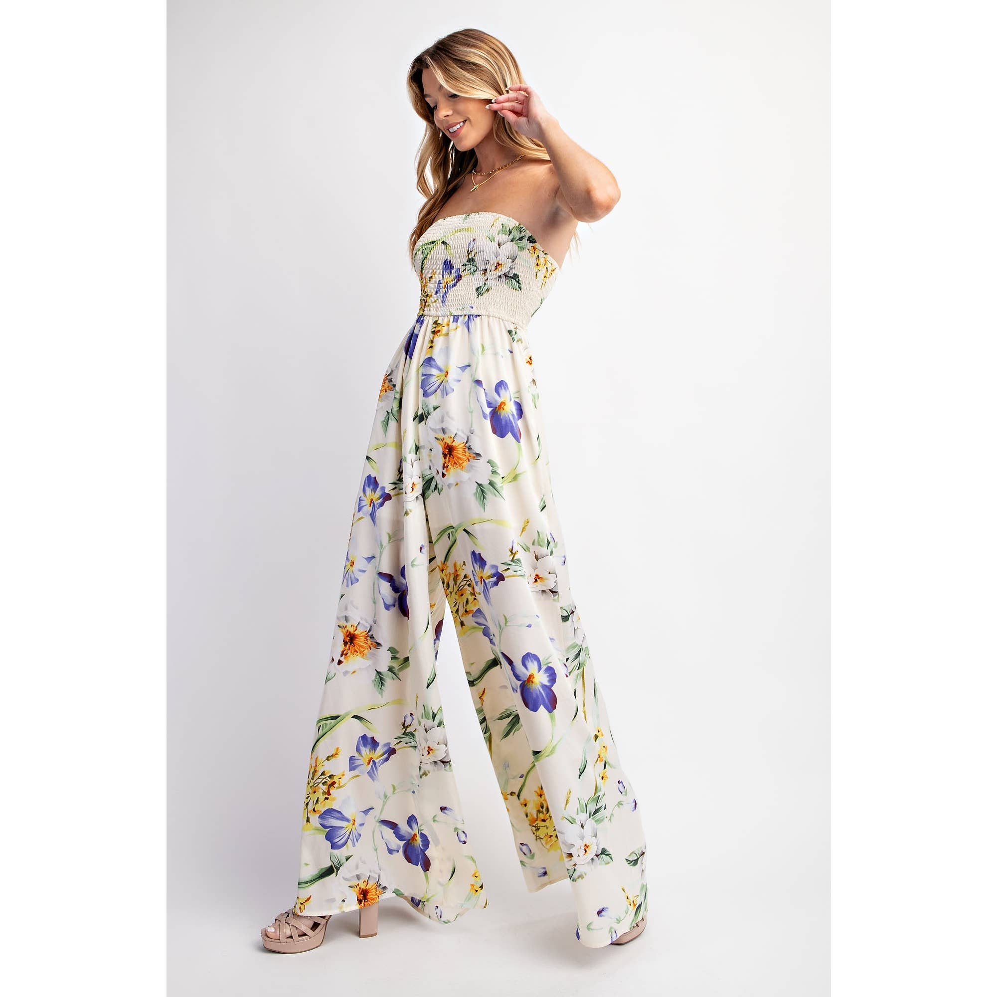 RELAXED SATIN PRINT WIDE LEG JUMPSUIT