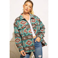 TRIBAL AZTEC PATTERN BUTTON DOWN SHIRT JACKET