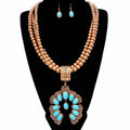 Large Squash Blossom Pendant Chunky Long Necklace Set