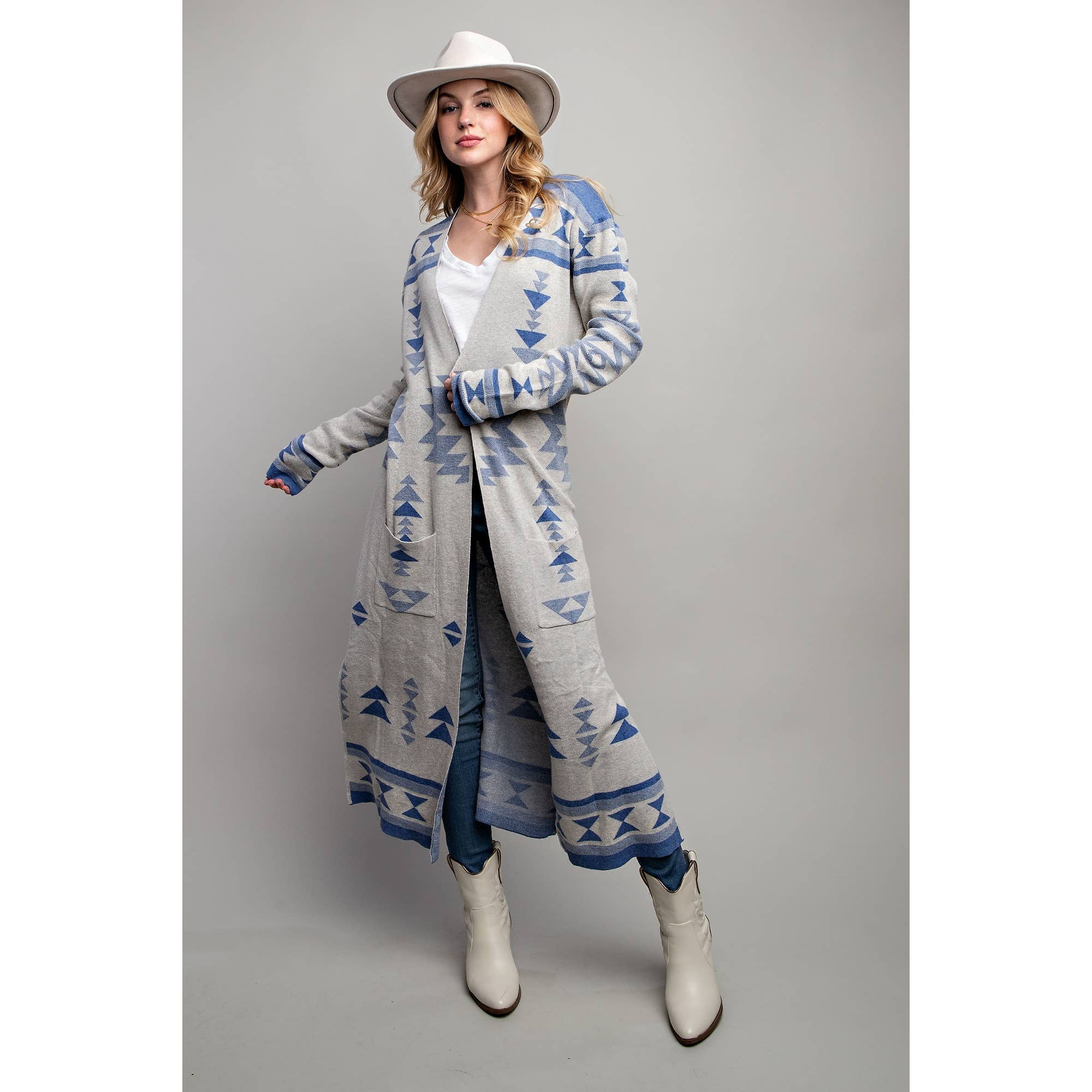 AZTEC PATTERN LONG CARDIGAN