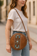 Brown and Turquoise barrel bag