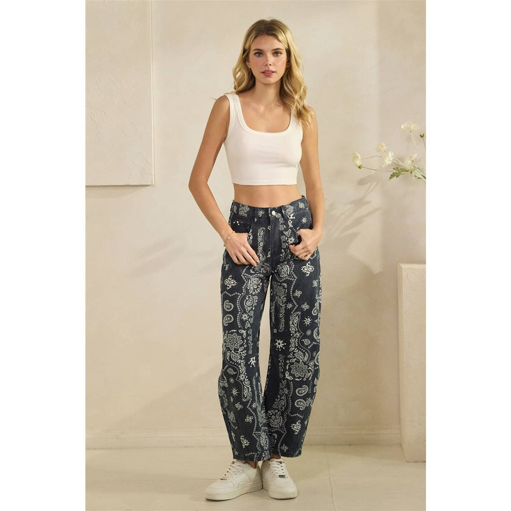 Paisley Printed Denim Pants