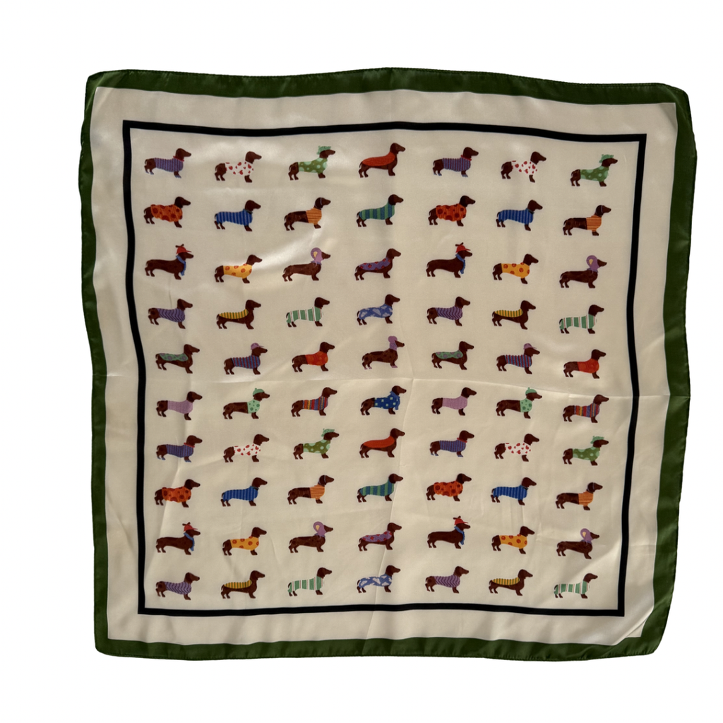 Scarf | Dachshund Print | Green