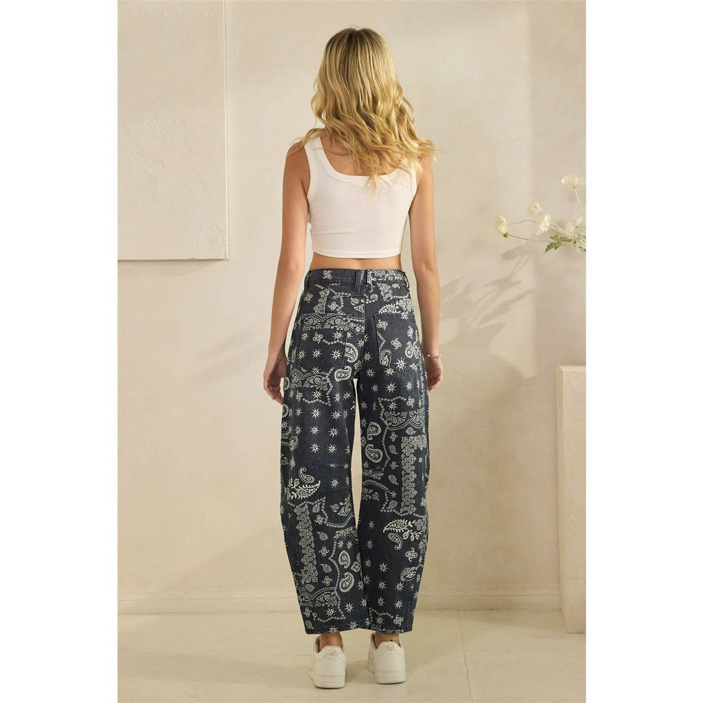 Paisley Printed Denim Pants