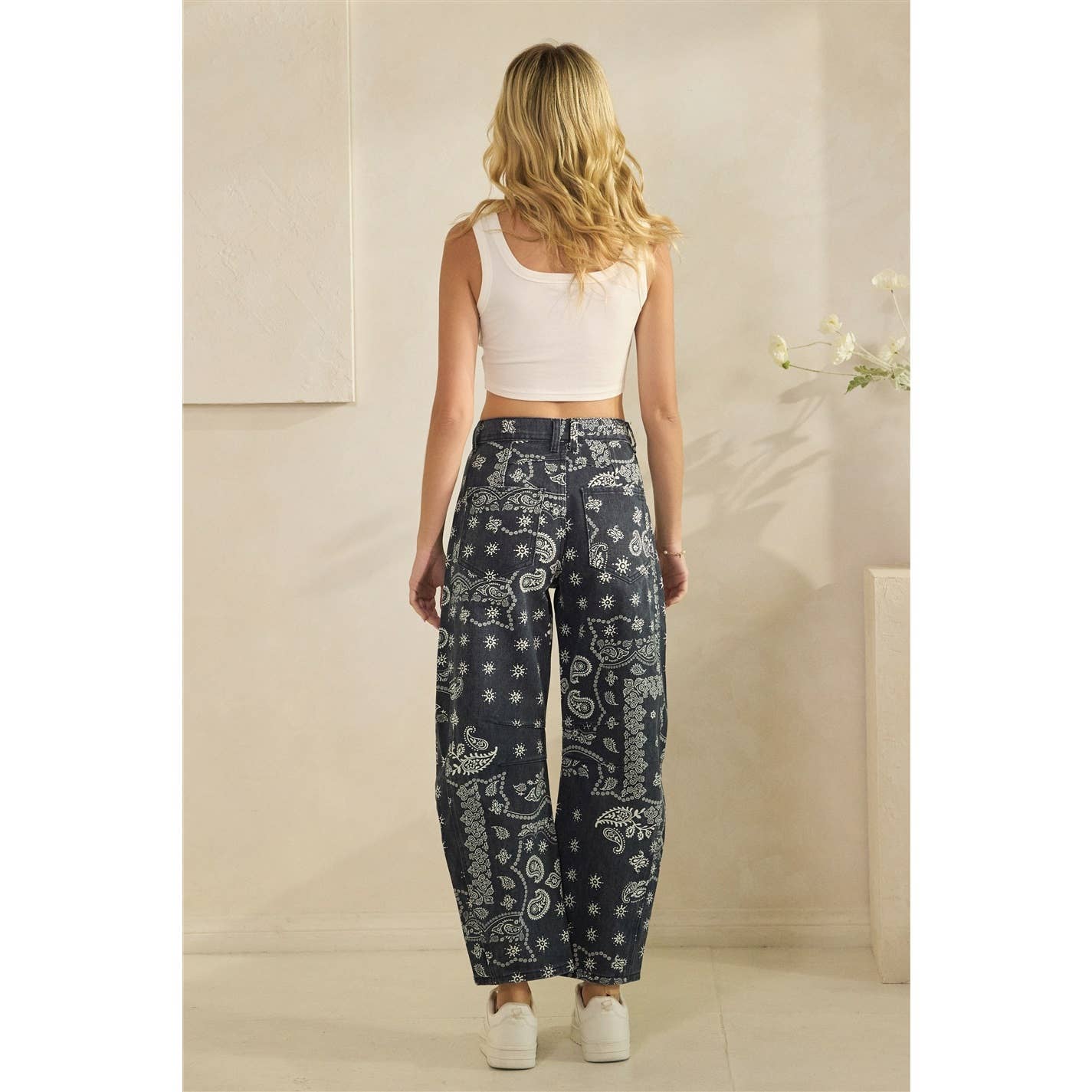 Paisley Printed Denim Pants