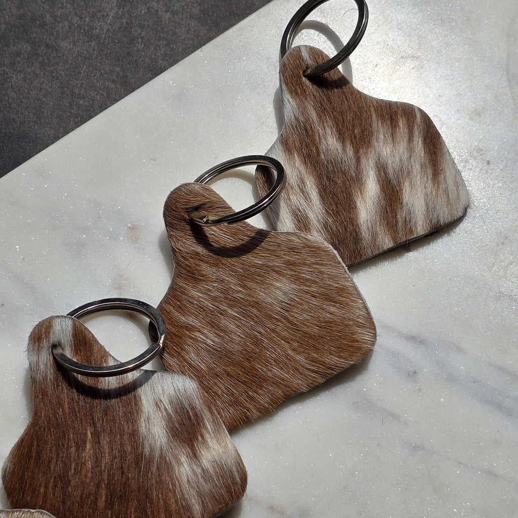 Cowhide Tag Keychain – Genuine Hair-On Cowhide