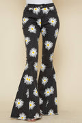 BLACK WASH WESTERN DAISY PRINT DENIM FLARES