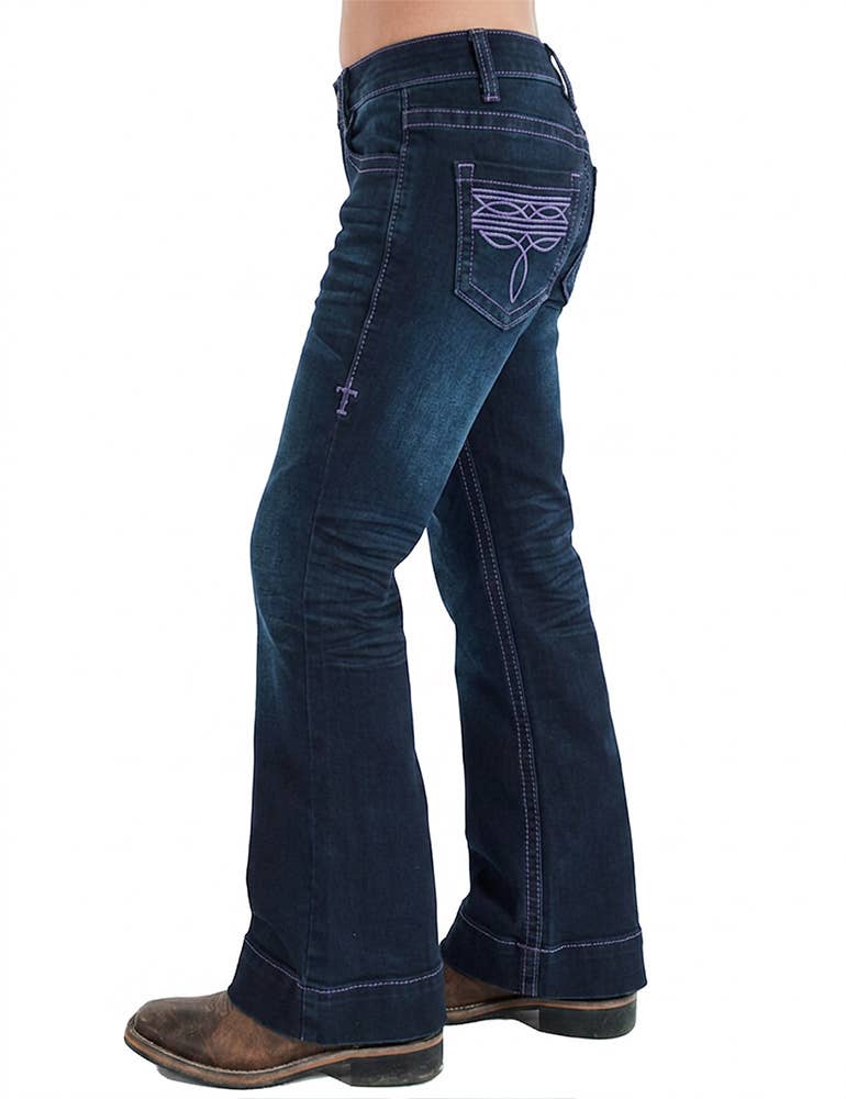 Girls Purple Bootstitch Trouser