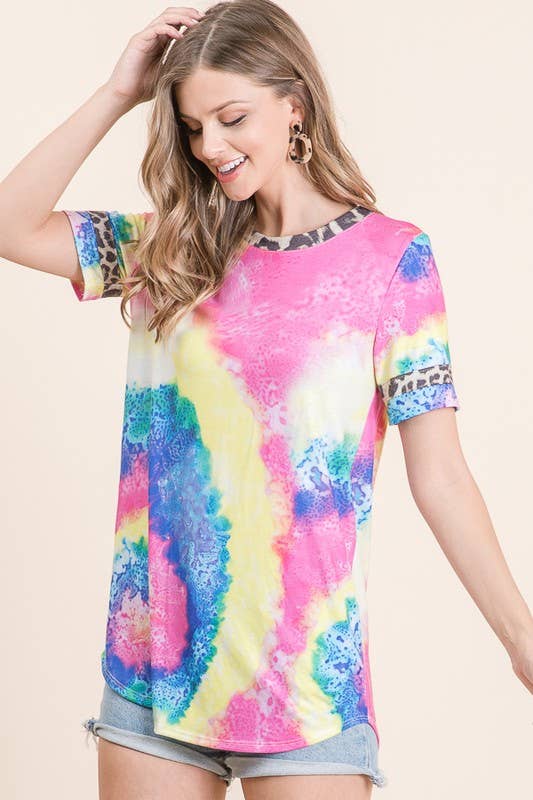 MENA TIE DYE LEOPARD PRINT pride shirt