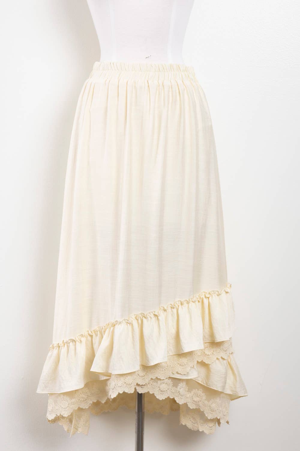 Ruffle Hem Lace Trim Midi Dress