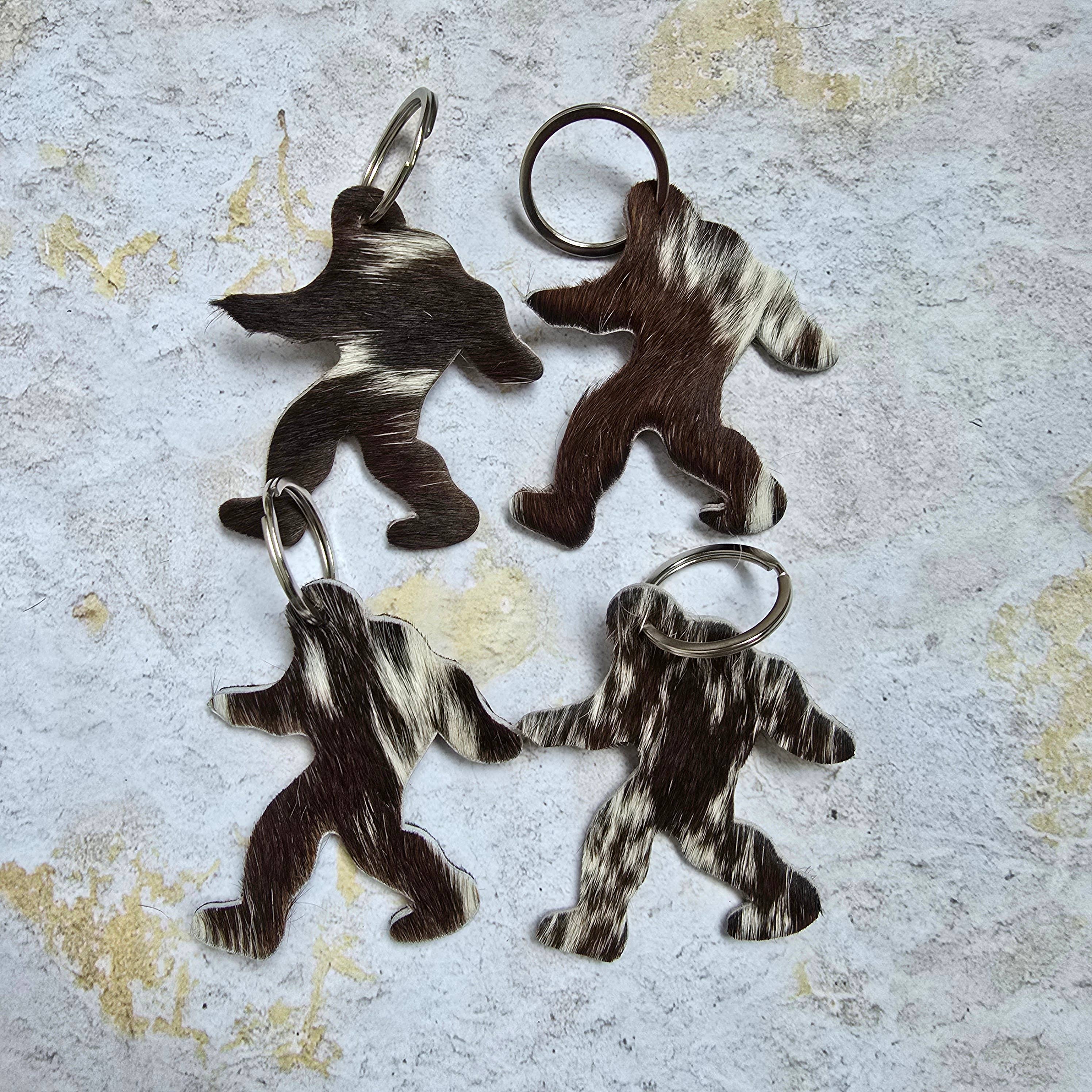 Handmade Yeti/Sasquatch Keychain – Hair-On Cowhide