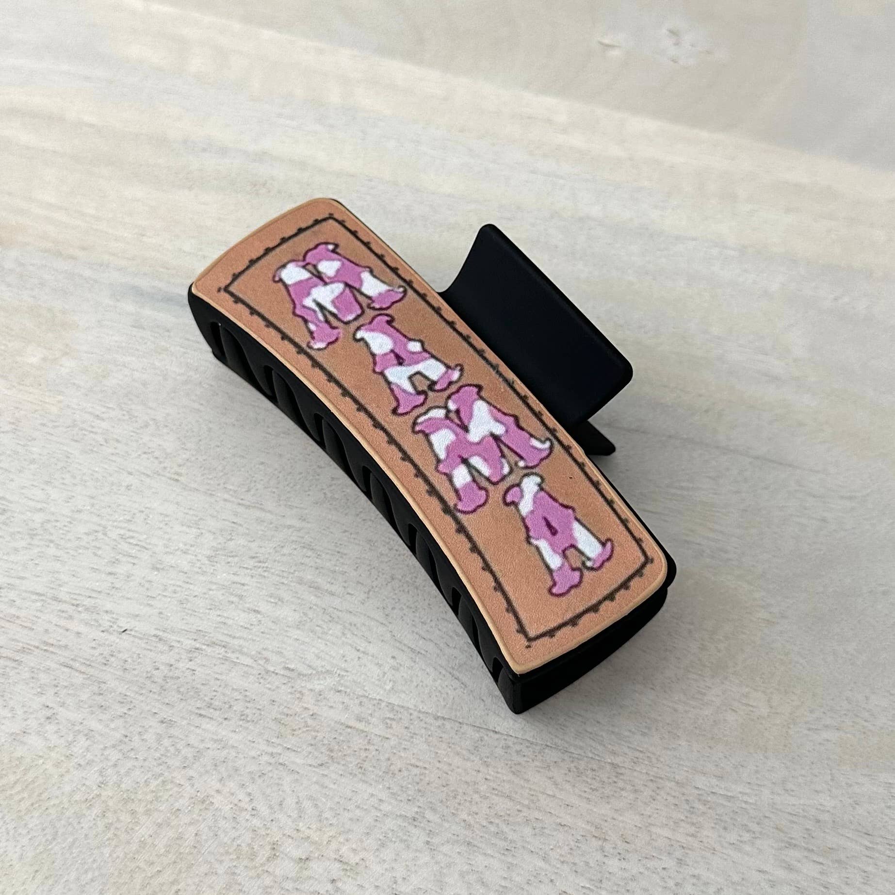 Western Hair Clip Leather Claw "Mama"
