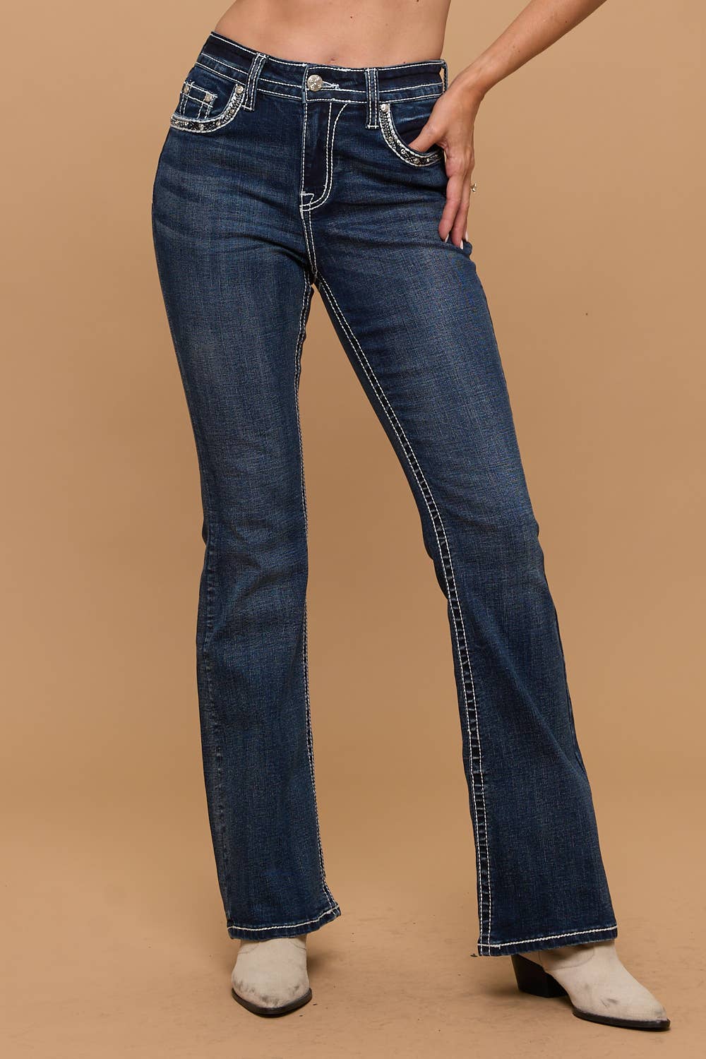 MID RISE BOOTCUT DENIM WITH STRETCH ROCK AND ROLL