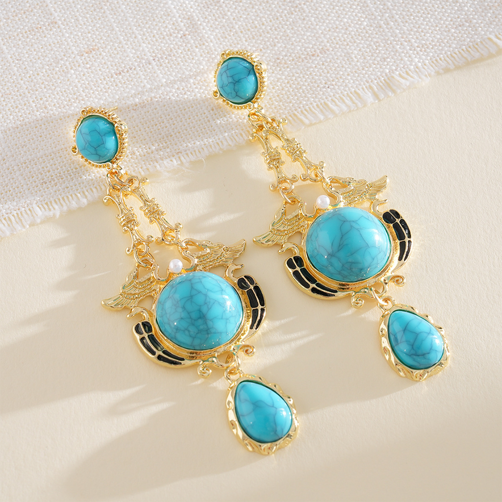 Pearl Round Teardrop Needle Court Style Earrings