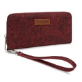 Wrangler Floral Tooled Wristlet RFID Wallet - Red