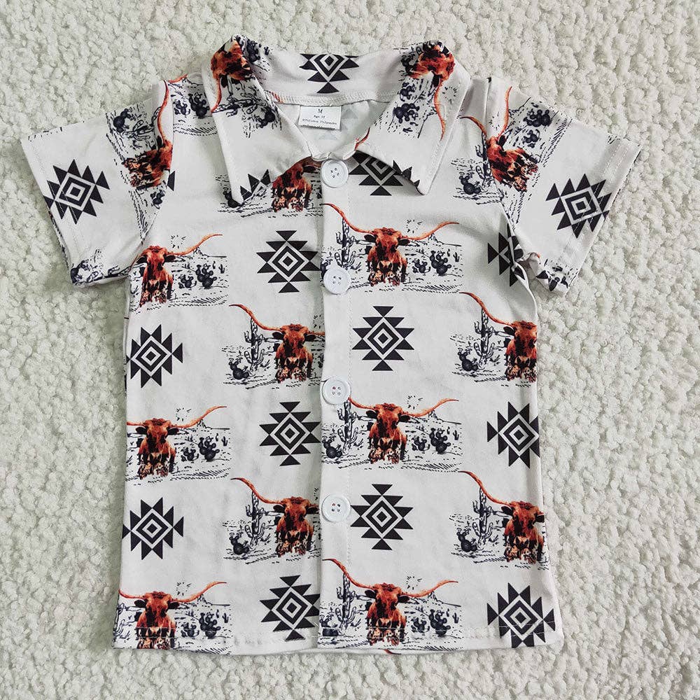 Baby Boys Western Summer Button Ups Short Sleeve Shirts Tops