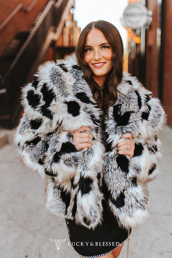 Grey Leopard Long Sleeve Oversized Coat