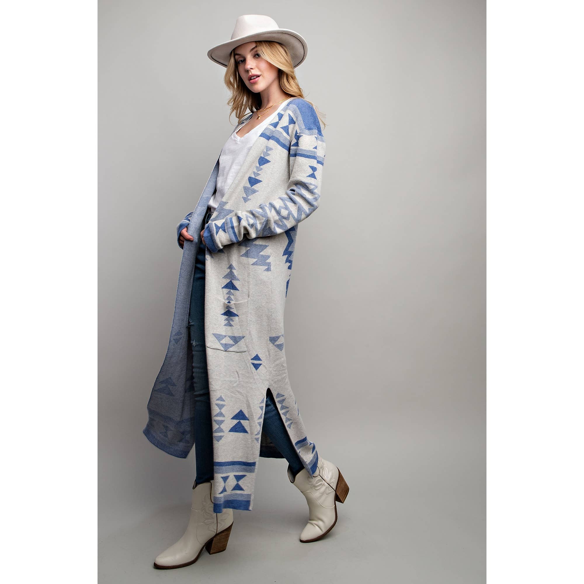 AZTEC PATTERN LONG CARDIGAN