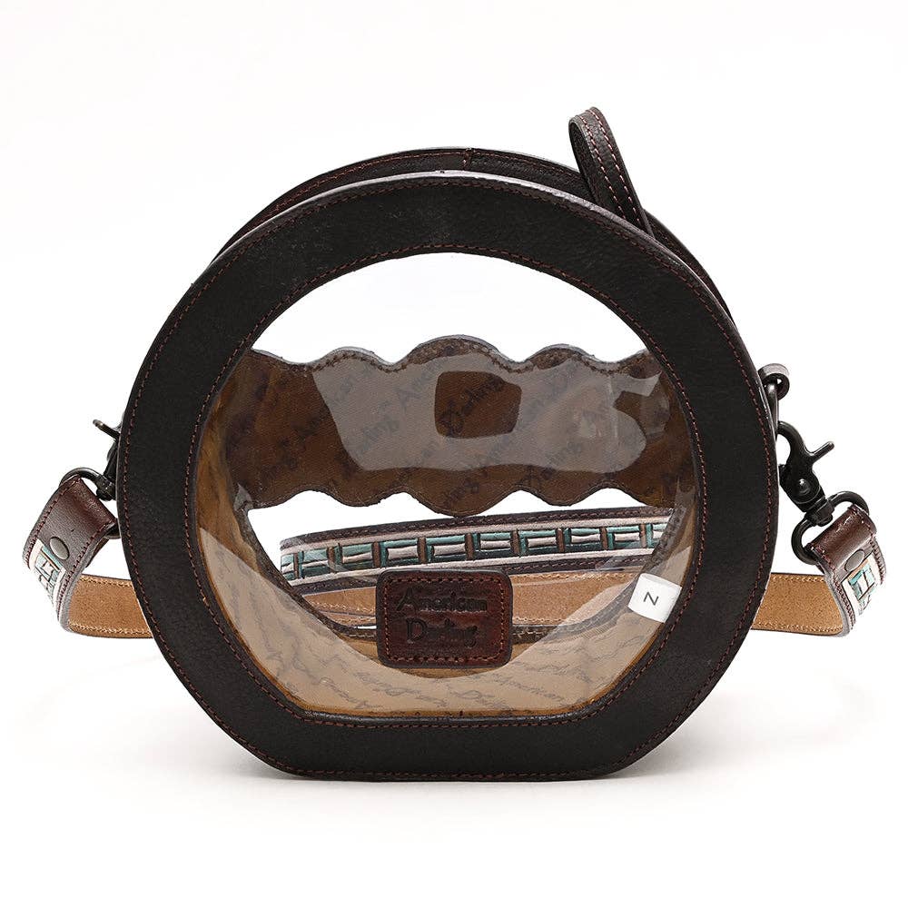 Clear Canteen Western Bag with Hand-Tooled Leather & Turquoise Inlay | American Darling