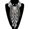 Western Fringe Navajo White Howlite Beads Statement Necklace